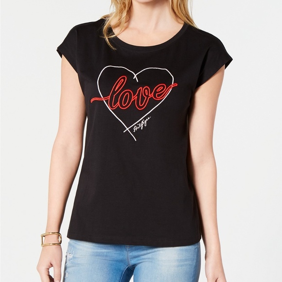 tommy hilfiger heart t shirt